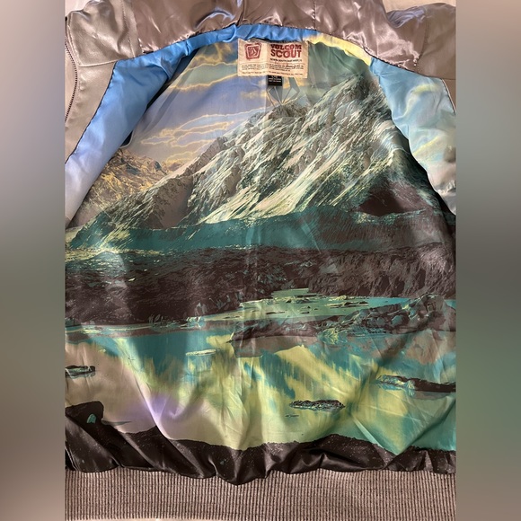 Volcom Hooded Grey Vegan Leather Jacket. Western Artwork Lining. Large - Picture 7 of 7